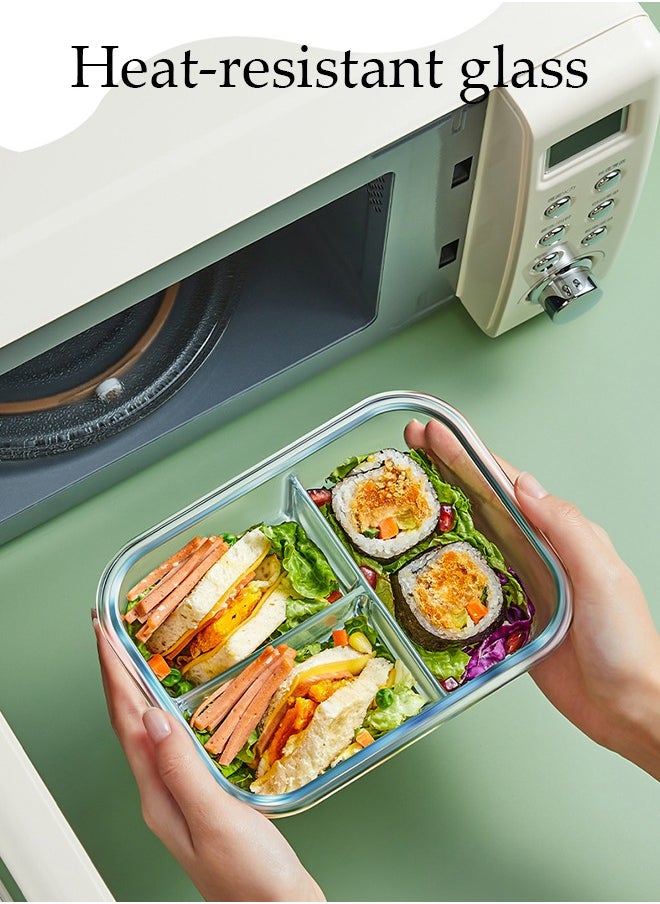 Fit & Fresh Divided Glass Containers, Food Storage Container 100% Leakproof Glass Lunch Boxes, Freezer Storage container with Lids Airtight, Glass Food Storage (Set of 4)