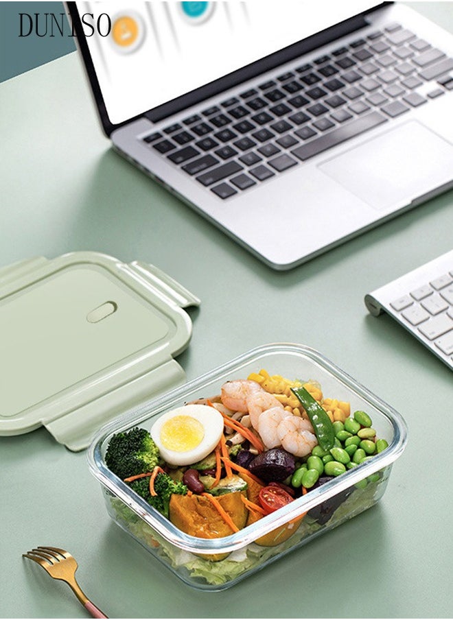 Fit & Fresh Divided Glass Containers, Food Storage Container 100% Leakproof Glass Lunch Boxes, Freezer Storage container with Lids Airtight, Glass Food Storage (Set of 4)