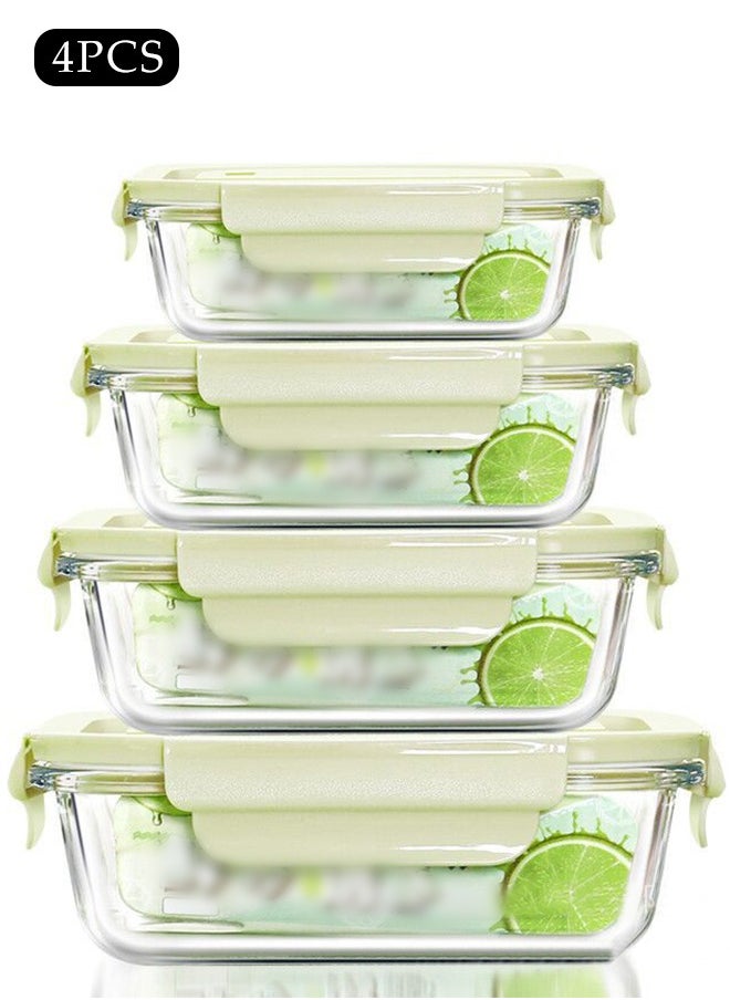 Fit & Fresh Divided Glass Containers, Food Storage Container 100% Leakproof Glass Lunch Boxes, Freezer Storage container with Lids Airtight, Glass Food Storage (Set of 4)