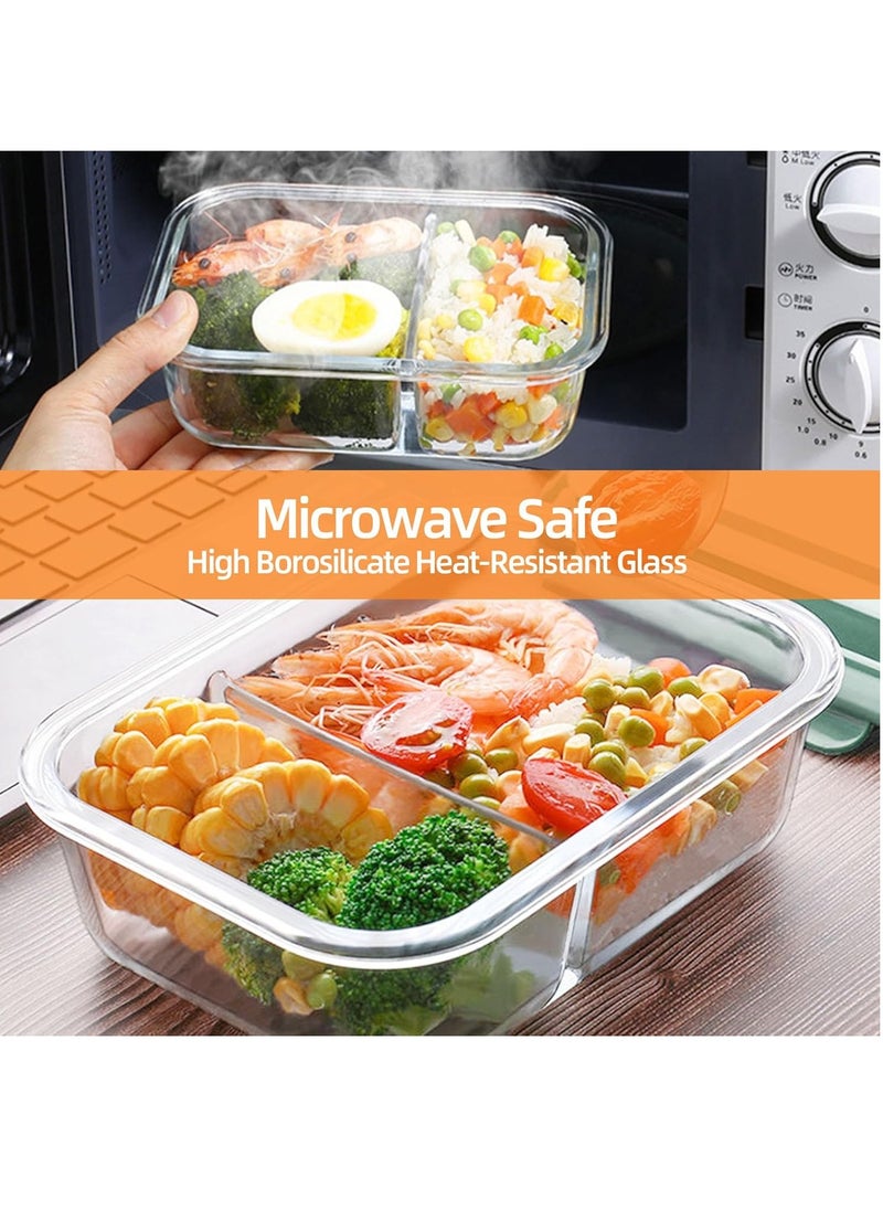 3 pieces glass kitchen meal preparation containers, 410ml, 650ml,960ml with durable lock lids, meal preparation containers, children's and adult glass bento boxes