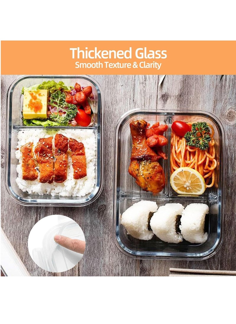 3 pieces glass kitchen meal preparation containers, 410ml, 650ml,960ml with durable lock lids, meal preparation containers, children's and adult glass bento boxes