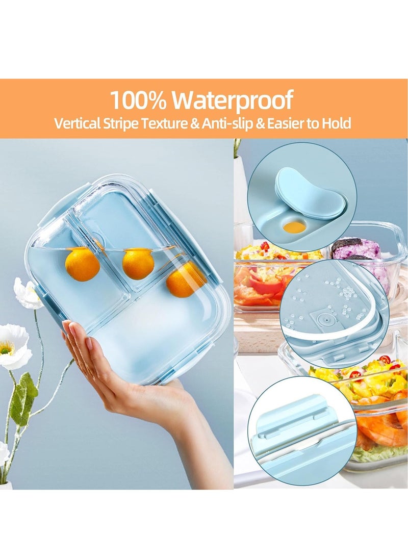3 pieces glass kitchen meal preparation containers, 410ml, 650ml,960ml with durable lock lids, meal preparation containers, children's and adult glass bento boxes