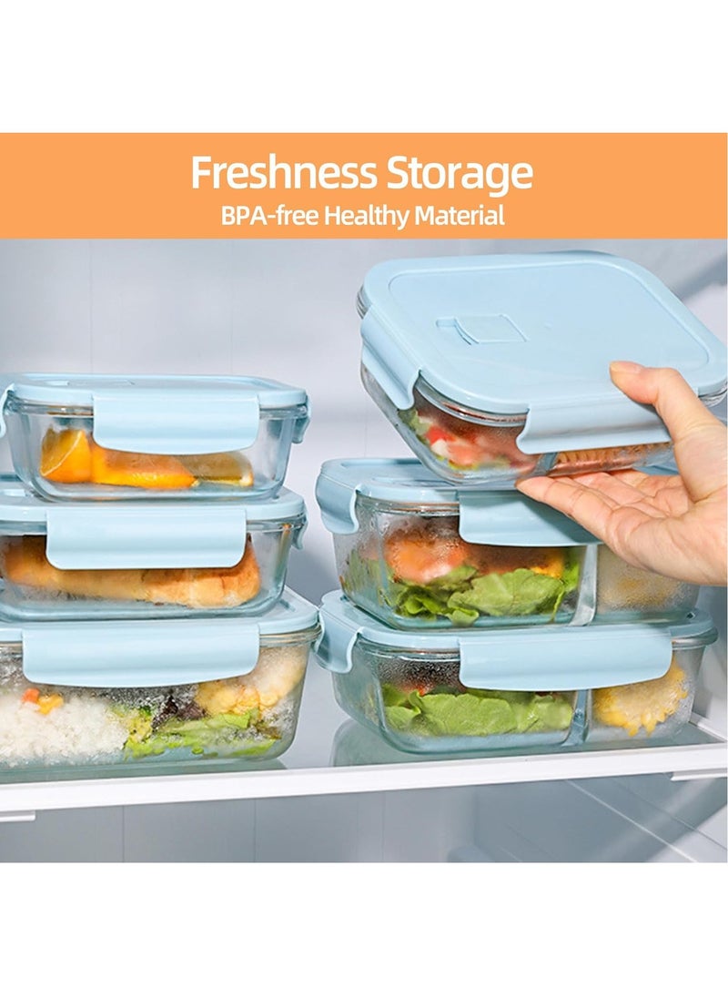 3 pieces glass kitchen meal preparation containers, 410ml, 650ml,960ml with durable lock lids, meal preparation containers, children's and adult glass bento boxes