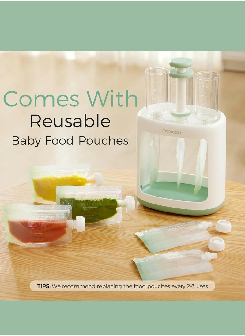 Baby Food Maker for Puree Food Storage, Precise Capacity Squeeze Station, Save Time & Efficient, No Food Splashing, Baby Essentials, with 5pcs Reusable Portable Food Storage Bags for Outdoor