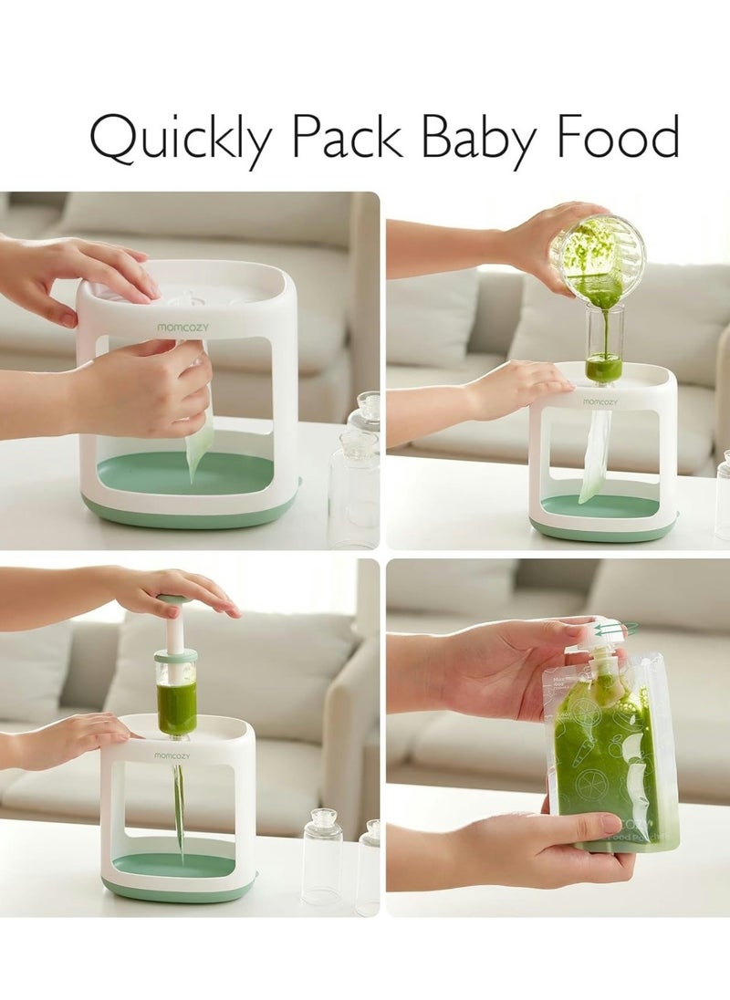 Baby Food Maker for Puree Food Storage, Precise Capacity Squeeze Station, Save Time & Efficient, No Food Splashing, Baby Essentials, with 5pcs Reusable Portable Food Storage Bags for Outdoor