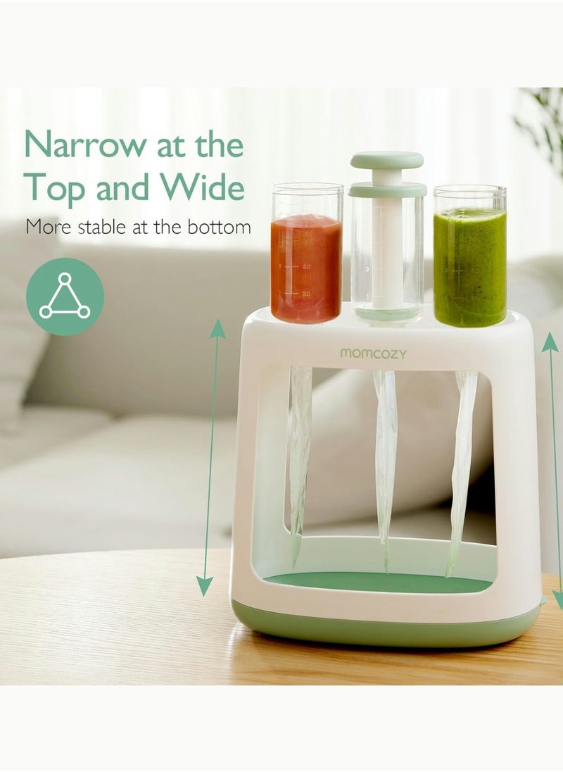 Baby Food Maker for Puree Food Storage, Precise Capacity Squeeze Station, Save Time & Efficient, No Food Splashing, Baby Essentials, with 5pcs Reusable Portable Food Storage Bags for Outdoor