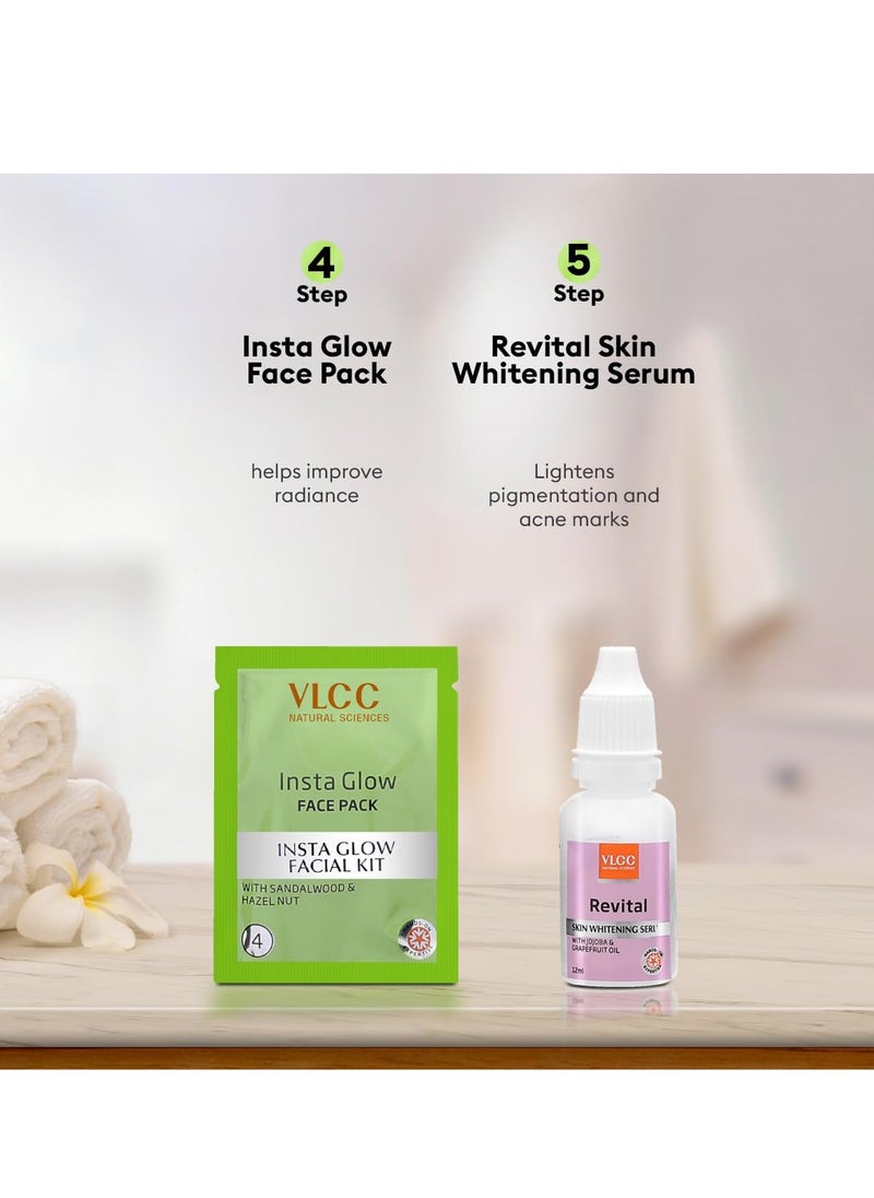 VLCC Salon Series Insta Glow Facial Kit (6 Facials) - 240g + 12ml | Fights Premature Ageing | Youthful Glow Facial Kit with Saffron & Berberry | Anti-Microbial and Complexion Brightening