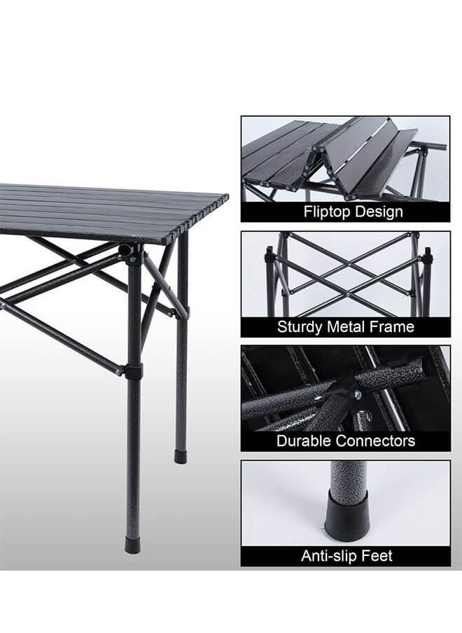 Folding Camping Table 53x51x50cm Portable Picnic Table - Ultra-Stable Aluminum Alloy, Quick Setup, Waterproof Surface for Outdoor, BBQ, Fishing