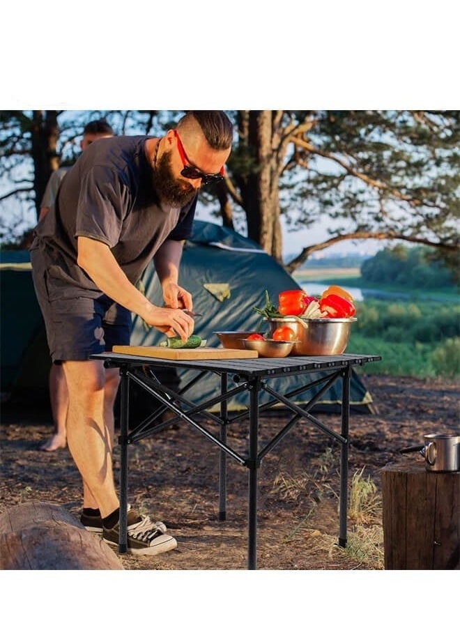 Folding Camping Table 53x51x50cm Portable Picnic Table - Ultra-Stable Aluminum Alloy, Quick Setup, Waterproof Surface for Outdoor, BBQ, Fishing