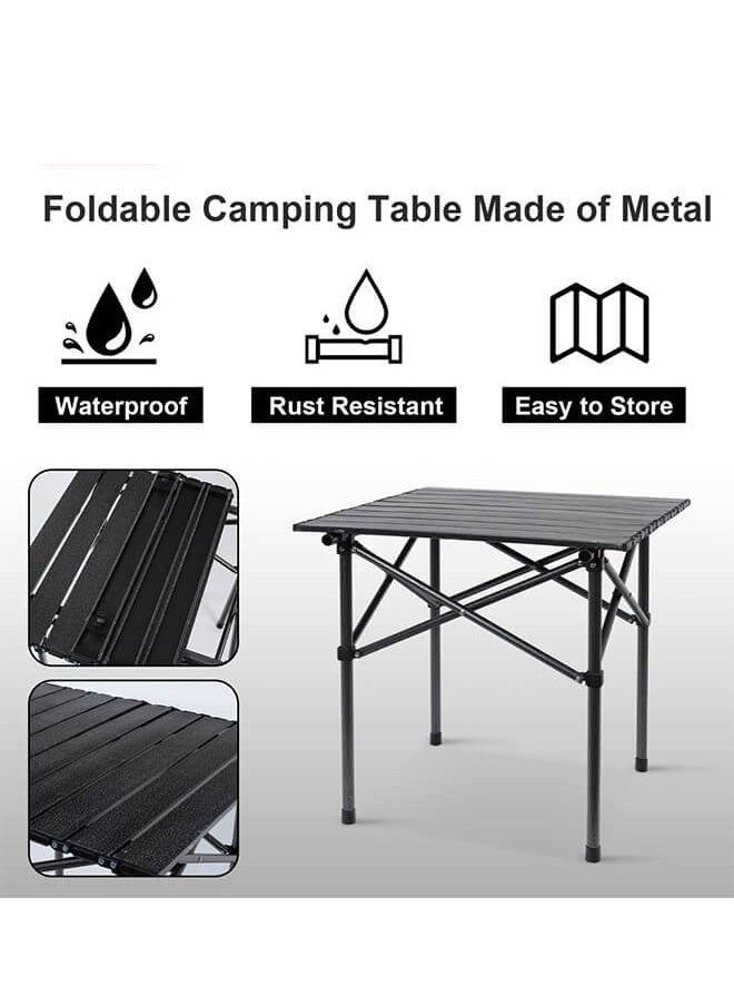 Folding Camping Table 53x51x50cm Portable Picnic Table - Ultra-Stable Aluminum Alloy, Quick Setup, Waterproof Surface for Outdoor, BBQ, Fishing