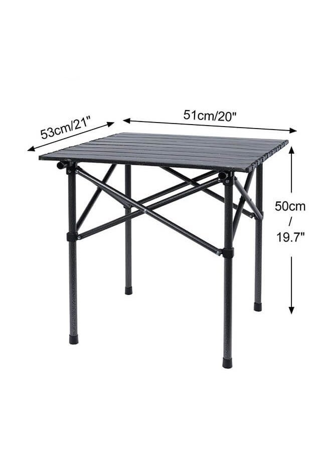Folding Camping Table 53x51x50cm Portable Picnic Table - Ultra-Stable Aluminum Alloy, Quick Setup, Waterproof Surface for Outdoor, BBQ, Fishing