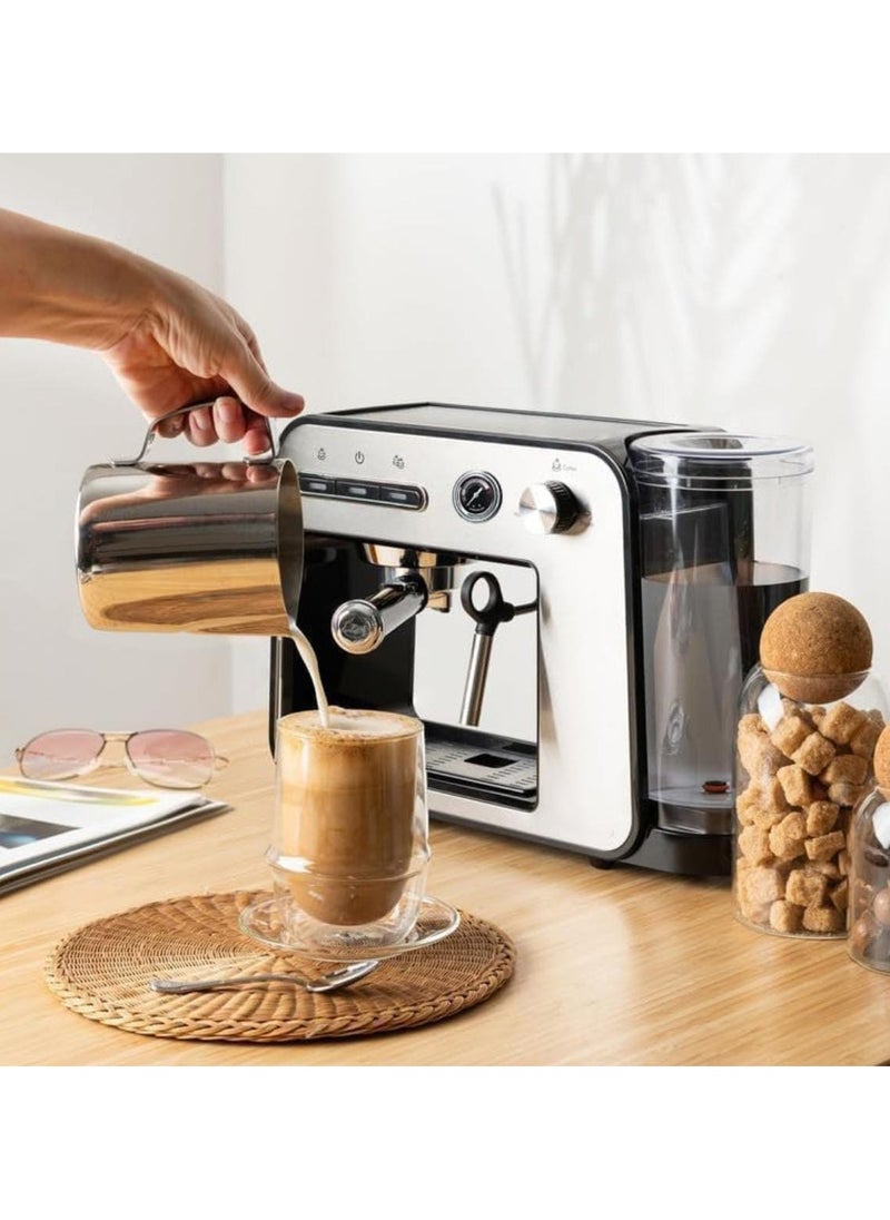 Espresso Machine for Home - 20 Bar Pressure, Milk Frother & Steam Wand, Double Cup Splitter, Fast Heating Cappuccino & Latte Maker, Large Water Tank