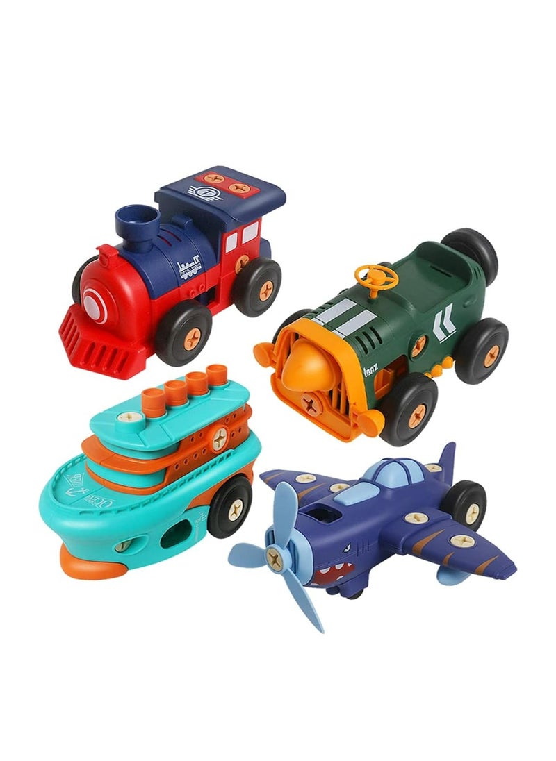 Set Electric Retro Car Airplane Train Ship with Tool and Motor STEM Projects Fun Activities Construction Tools