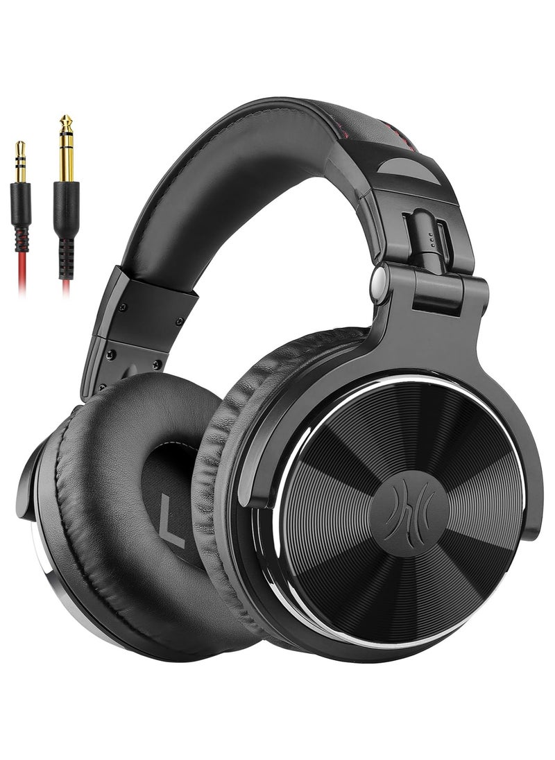 OneOdio Adapter-Free Closed Back Over-Ear DJ Stereo Monitor Headphones, Professional Studio Monitor & Mixing, Telescopic Arms with Scale, Newest 50mm Neodymium Drivers - Black