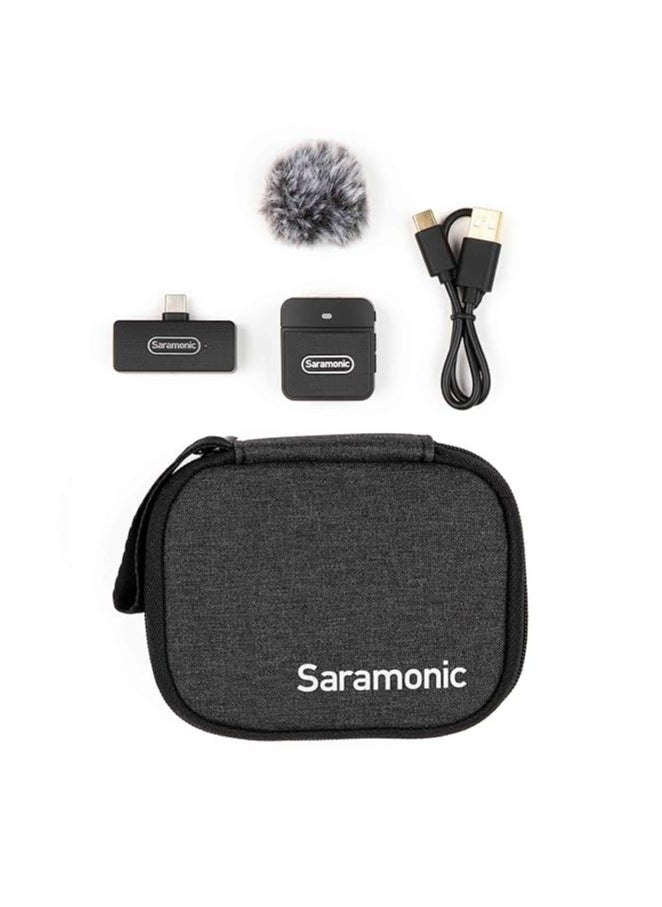 Saramonic Blink 100 B5 TX+RX 2.4GHz Micro Clip-On Wireless System w/Device-Mountable Dual-Channel USB-C Receiver for Android & iOS Devices, Computers, and More