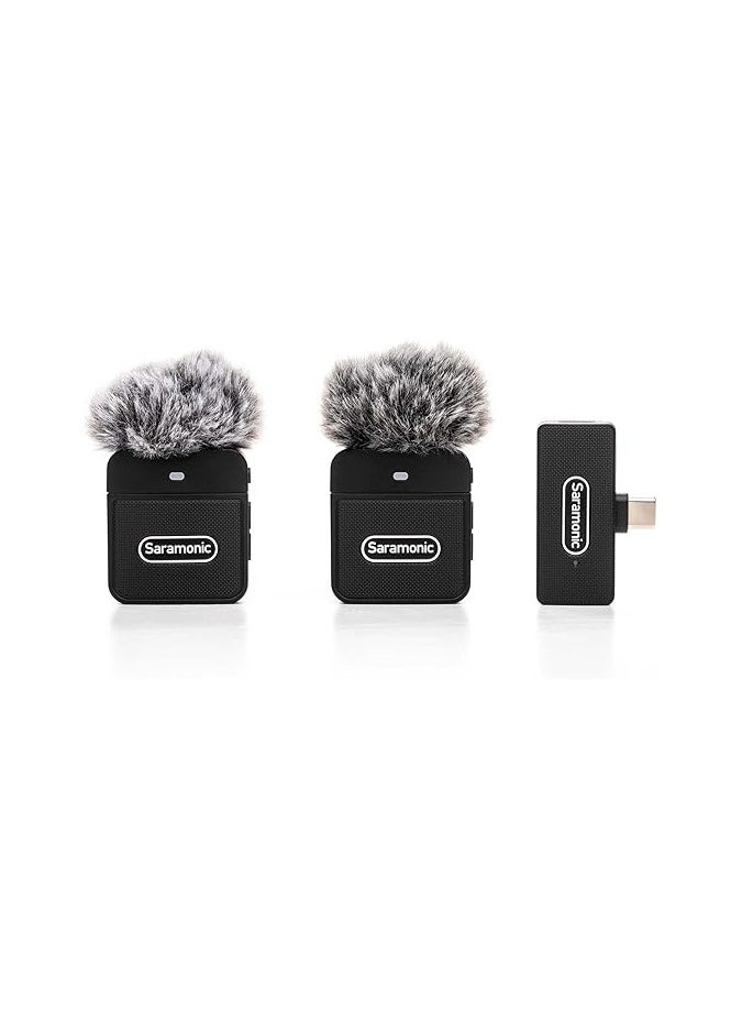 Saramonic Blink 100 B6 TX+TX+RX 2-Person 2.4GHz Micro Clip-On Wireless System w/Device-Mountable Dual USB-C Receiver for Android & iOS Devices, Computers, More