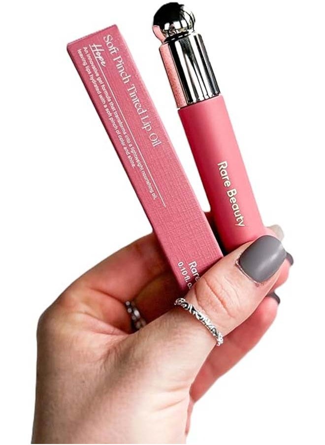 Rare Beauty by Selena Gomez Soft Pinch Tinted Lip Oil Stain - Hope (nude mauve, 3ml) - Hydrating, Lightweight, and Long-Lasting Lip Tint with a Glossy Finish