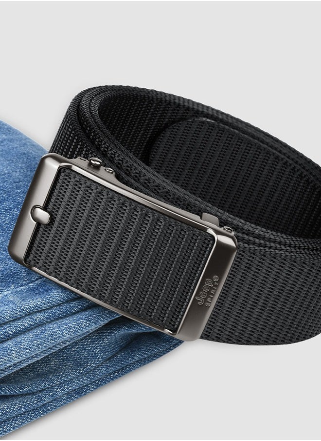 JEEP SPIRIT Men's Automatic Buckle Nylon Belt - Lightweight, Breathable, Adjustable for Jeans, Casual & Business Wear Black