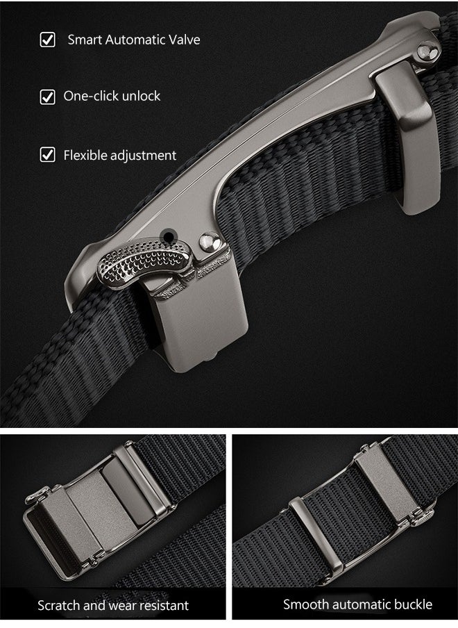 JEEP SPIRIT Men's Automatic Buckle Nylon Belt - Lightweight, Breathable, Adjustable for Jeans, Casual & Business Wear Black