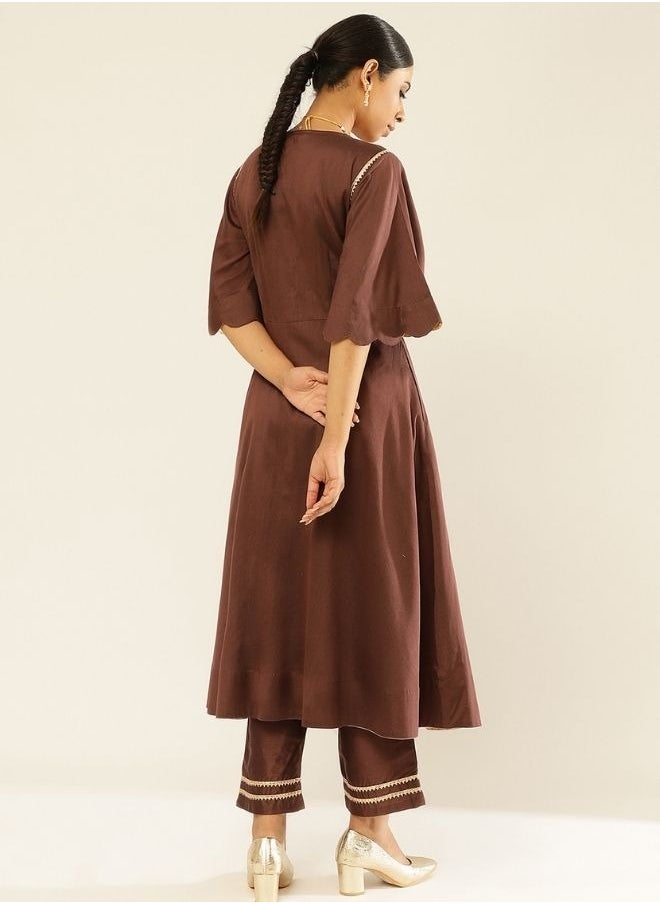 Scallop sleeves kurta Set
