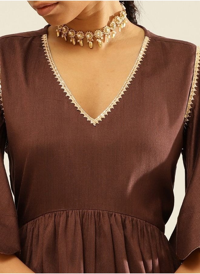 Scallop sleeves kurta Set