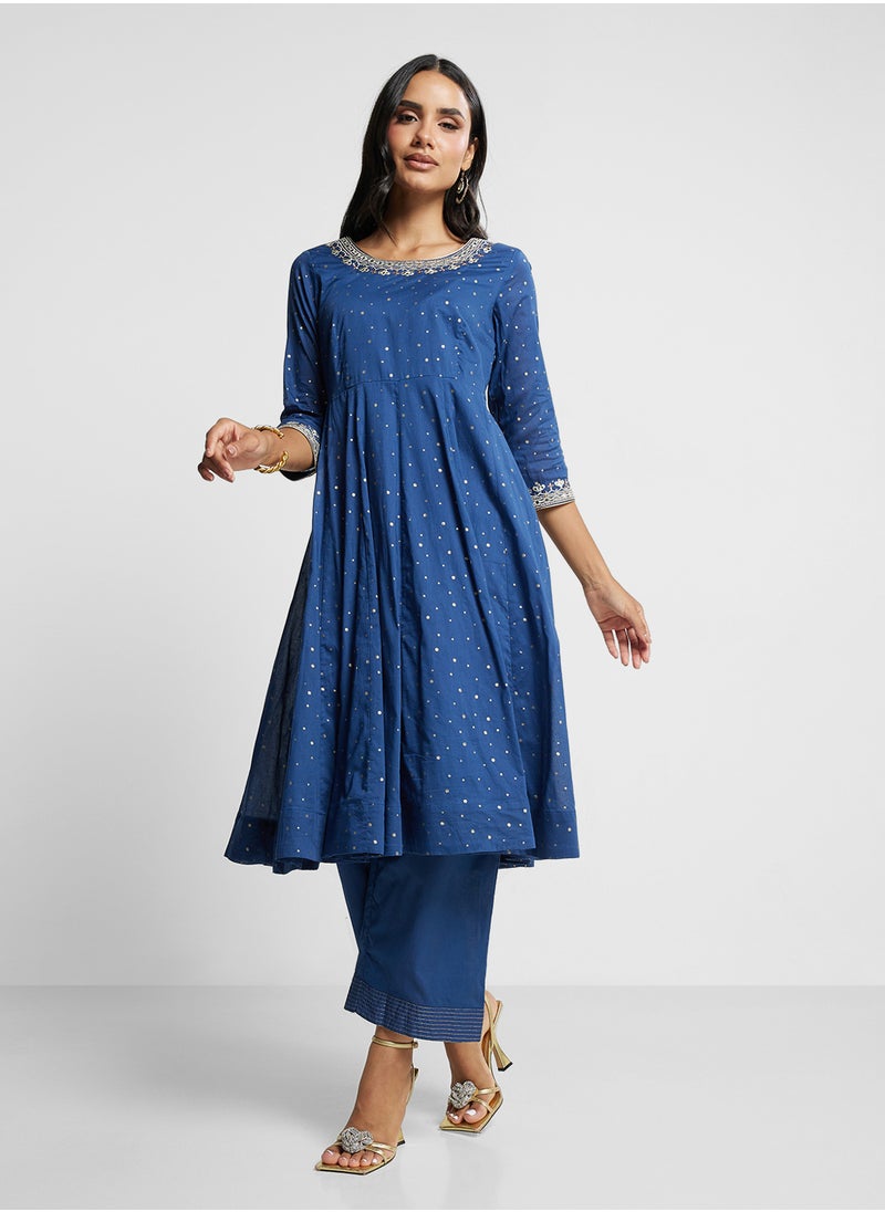 Printed Kurta, Palazo & Dupatta Set