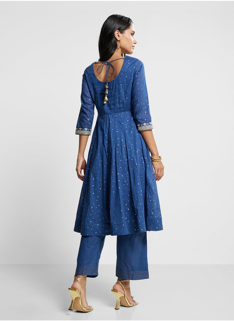 Printed Kurta, Palazo & Dupatta Set