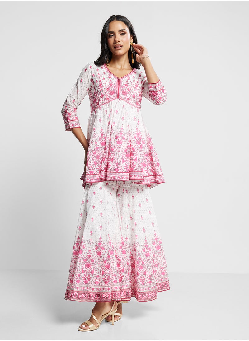 Kurta With Palazo & Dupatta Set