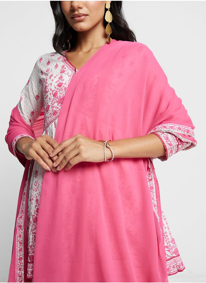Kurta With Palazo & Dupatta Set
