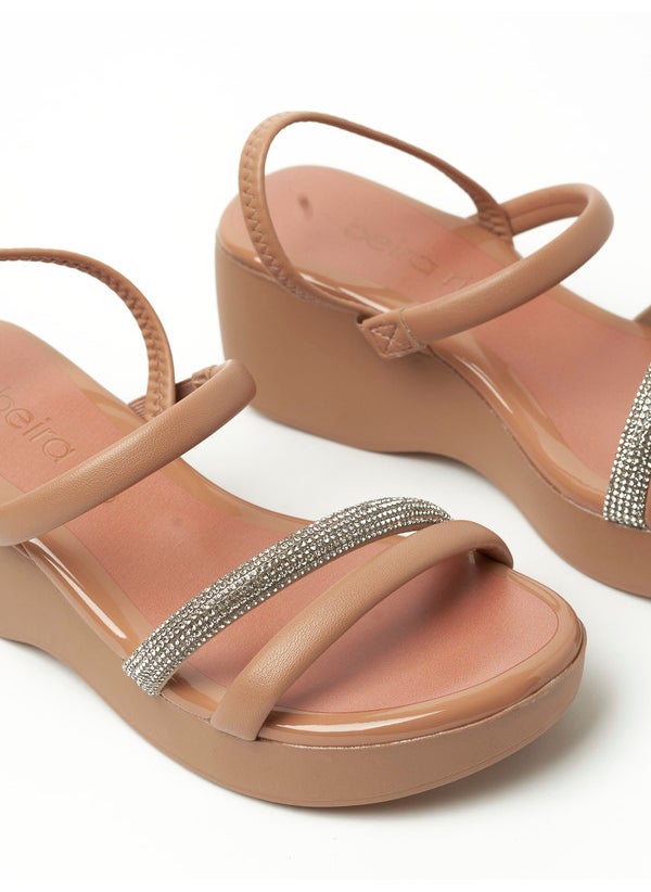 Beira Rio Ladies Sandals With Back Strap Nude | Made In Brazil