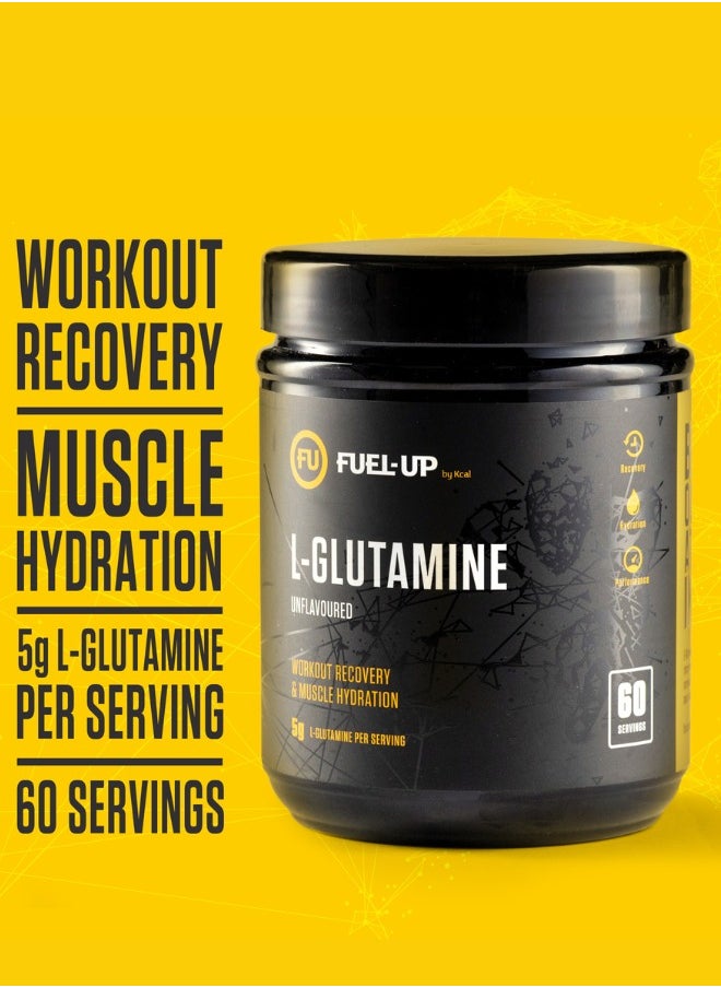 L-Glutamine Powder – 300g (10.58oz) Unflavoured, 60 Servings – Workout Recovery & Muscle Hydration Supplement