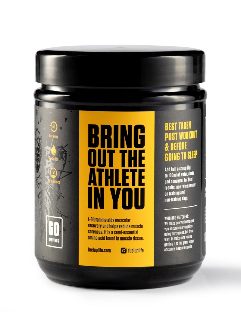 L-Glutamine Powder – 300g (10.58oz) Unflavoured, 60 Servings – Workout Recovery & Muscle Hydration Supplement