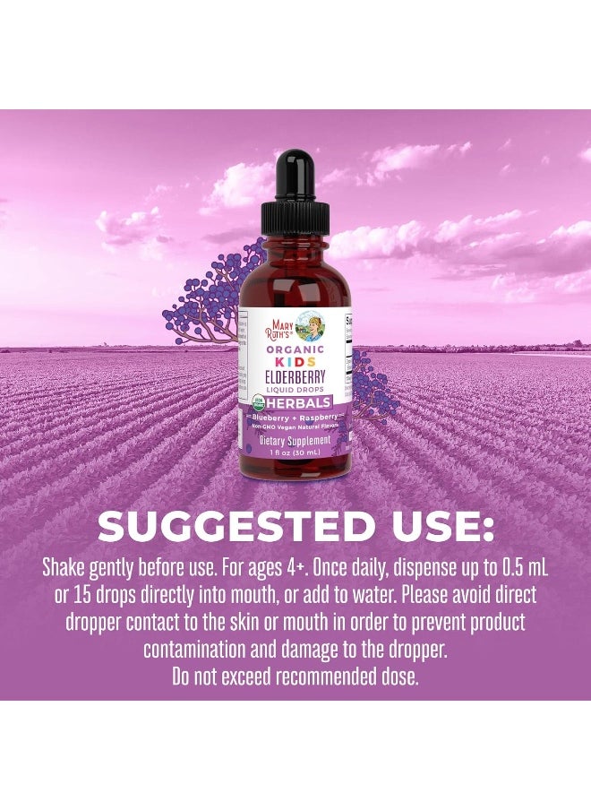 USDA Organic Elderberry Liquid Drops for Kids by MaryRuth's