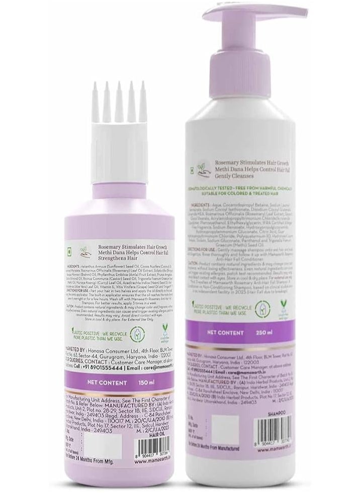 ROSEMARY HAIR GROWTH OIL 150ML + Mamaearth Rosemary Anti-Hairfall Shampoo 250ml