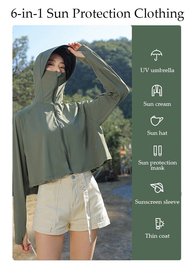 Lightweight Sun Protection Clothing For Women, UPF 50+ Long Sleeve Sun Protection Hoodie Shirt, Long Sleeve Ice Silk Hoodie Shirts for Outdoor Climbing Hiking