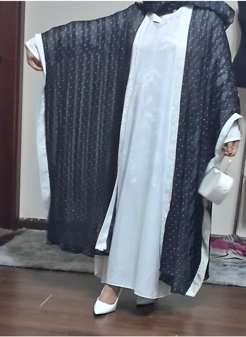 Classic Cardigan with shirt polka dots abaya