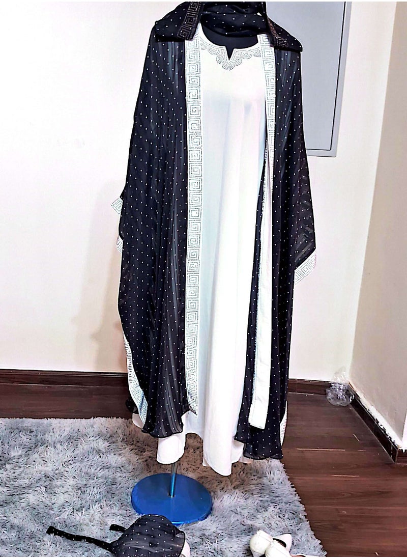 Classic Cardigan with shirt polka dots abaya