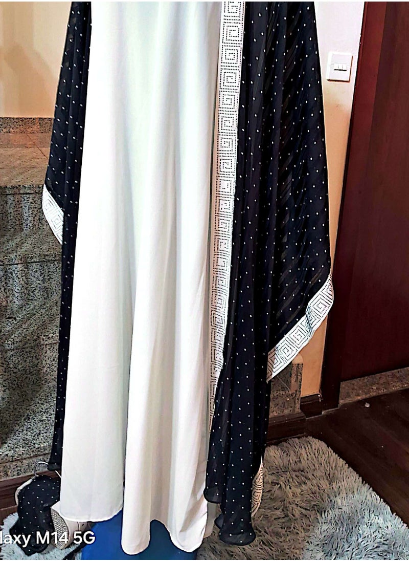 Classic Cardigan with shirt polka dots abaya
