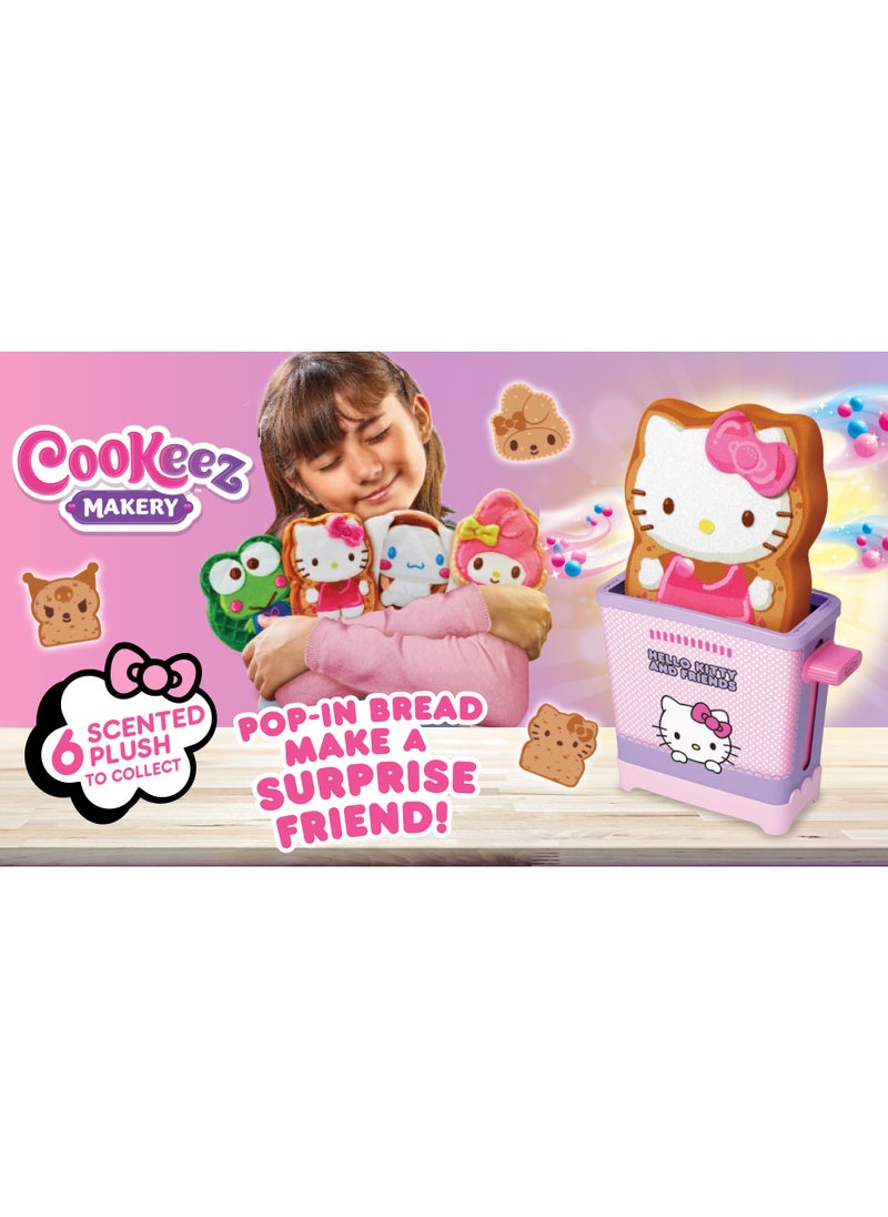 Cookeez Makery Hello Kitty and Friends Toasty Treatz, Assorted 1 Piece (Style & Color May Vary) | Reveal a Scented Plush! | Surprise Pet | Mystery Plush | Collectible Soft Toy | Plush in a Toaster | Pop-in bread make a surprise friend! | Gift for Kids