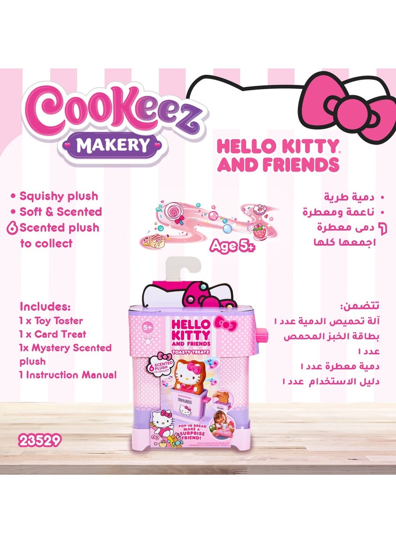 Cookeez Makery Hello Kitty and Friends Toasty Treatz, Assorted 1 Piece (Style & Color May Vary) | Reveal a Scented Plush! | Surprise Pet | Mystery Plush | Collectible Soft Toy | Plush in a Toaster | Pop-in bread make a surprise friend! | Gift for Kids