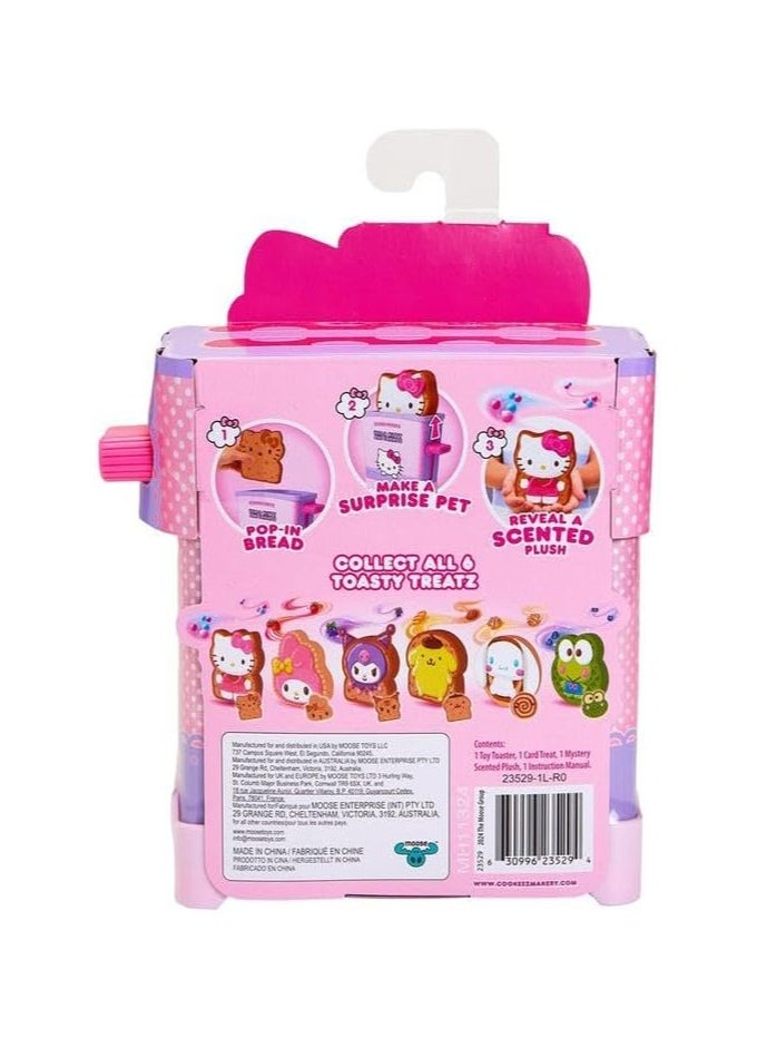 Cookeez Makery Hello Kitty and Friends Toasty Treatz, Assorted 1 Piece (Style & Color May Vary) | Reveal a Scented Plush! | Surprise Pet | Mystery Plush | Collectible Soft Toy | Plush in a Toaster | Pop-in bread make a surprise friend! | Gift for Kids