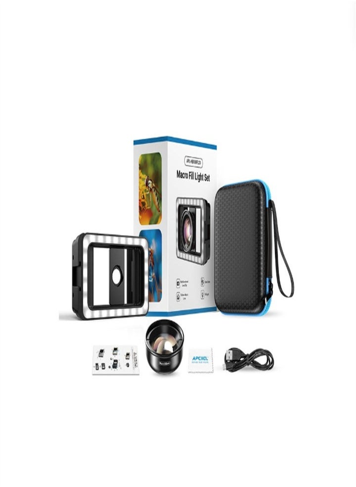 New upgraded version, 4K HD 100mm macro lens, universal clip-on macro lens for all smartphones with fill light, suitable for nails eyelashes jewelry