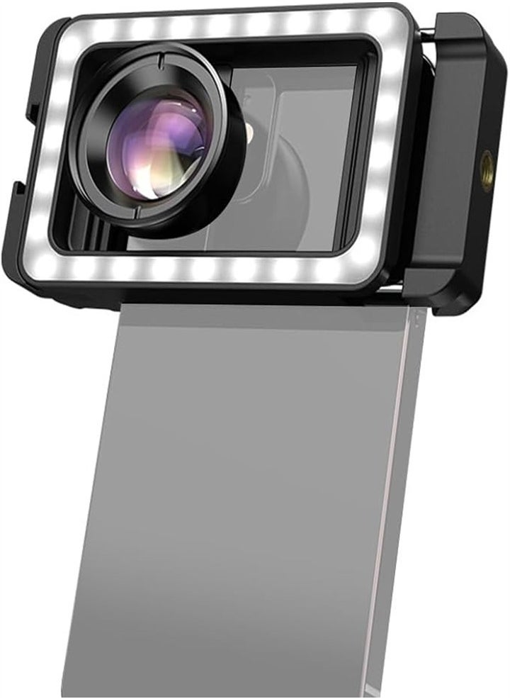 New upgraded version, 4K HD 100mm macro lens, universal clip-on macro lens for all smartphones with fill light, suitable for nails eyelashes jewelry