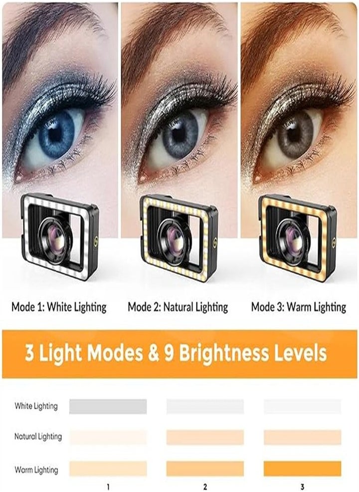 New upgraded version, 4K HD 100mm macro lens, universal clip-on macro lens for all smartphones with fill light, suitable for nails eyelashes jewelry