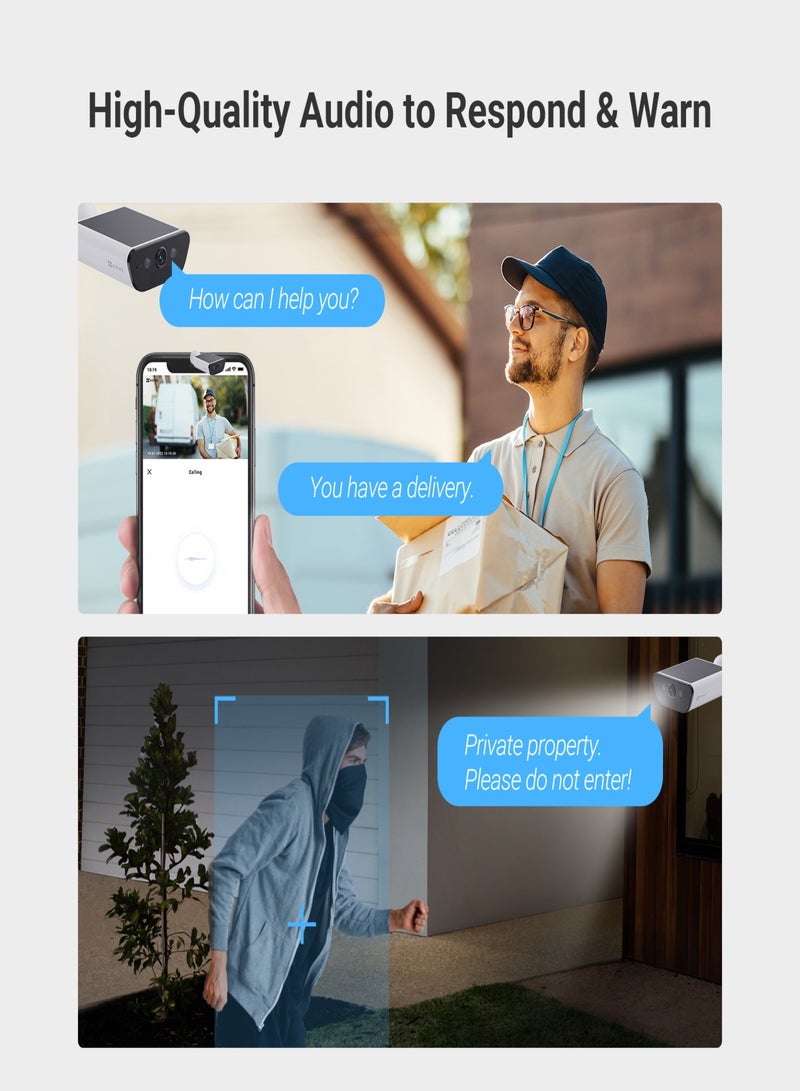 CB5 Outdoor Security Camera, 4K/8MP Solar Battery Camera with Always-On Video, Built-in Solar Panel, AI Human/Vehicle Detection, Weatherproof, Color Night Vision, Two-Way Talk, Supports Wi-Fi 6