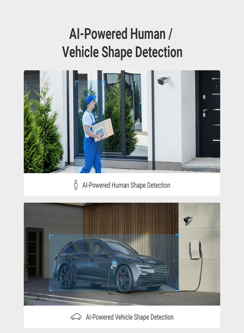 CB5 Outdoor Security Camera, 4K/8MP Solar Battery Camera with Always-On Video, Built-in Solar Panel, AI Human/Vehicle Detection, Weatherproof, Color Night Vision, Two-Way Talk, Supports Wi-Fi 6