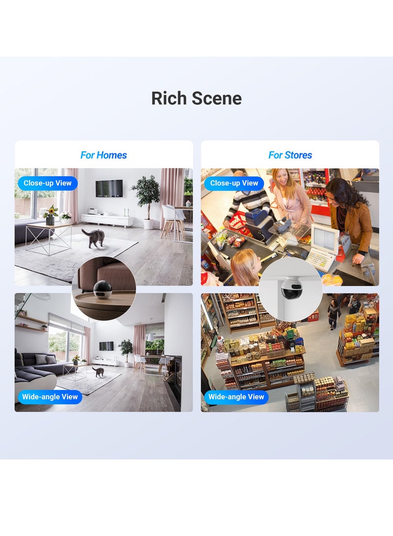 C7 Dual-Lens 2K+ Indoor Security Camera, Dual Band, 10M Starlight Color Night Vision, Pan Tilt, Human/Pet Detection, Auto Tracking, Two Way Calling, Patrol Mode, Alarm, Alexa & Google Control