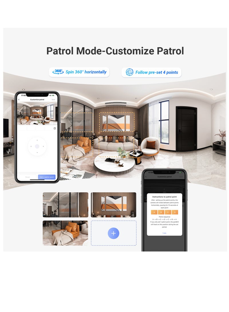 C7 Dual-Lens 2K+ Indoor Security Camera, Dual Band, 10M Starlight Color Night Vision, Pan Tilt, Human/Pet Detection, Auto Tracking, Two Way Calling, Patrol Mode, Alarm, Alexa & Google Control