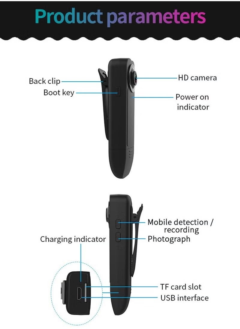 Mini Camera With Clip, 1080p Wireless Wearable Portable Body Cam, Lightweight Video Recorder With Motion Detection, High Definition Night Vision Mini Camera, (1pc)