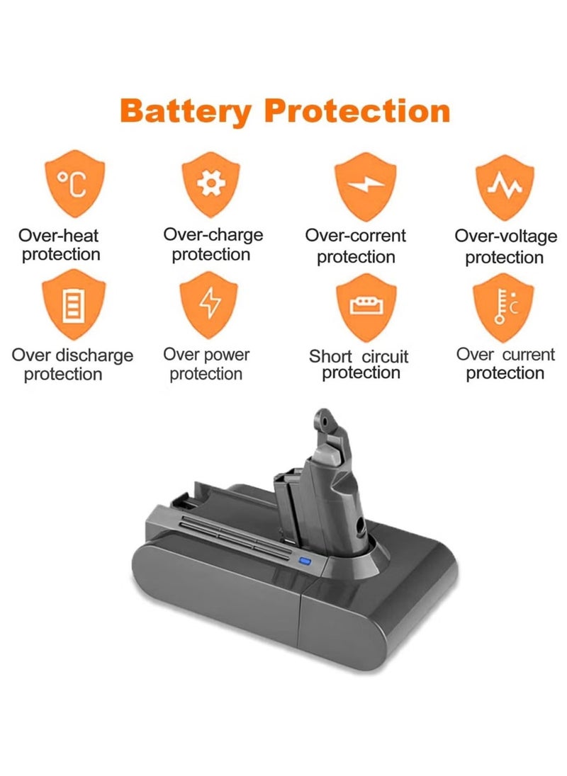 Vacuum Cleaner Battery, Sturdy And Durable Replacement Battery For Dyson Vacuum Cleaners Compatible With Dyson V6 SV04 DC58 DC59 DC61 DC62 DC72 DC74 595 650 770 880 VTC4, (1pc)